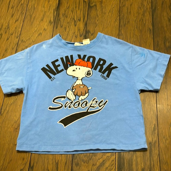 Zara snoopy short sleeve cropped tee, size 9-10 - Picture 1 of 4